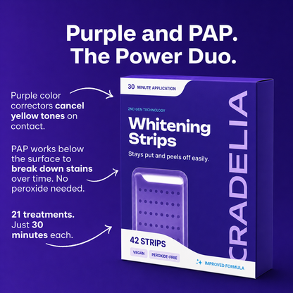 Purple Teeth Whitening Strips | Peroxide-Free PAP Whitening Strips for Whiter Teeth