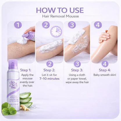 Hair Removal Cream for Women & Men | Painless Hair Removal Mousse for Sensitive Skin