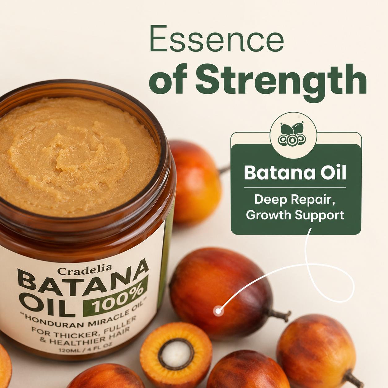 Batana Oil for Hair Growth | 100% Pure Honduran Hair Growth Oil for Thinning Hair & Fuller Hair