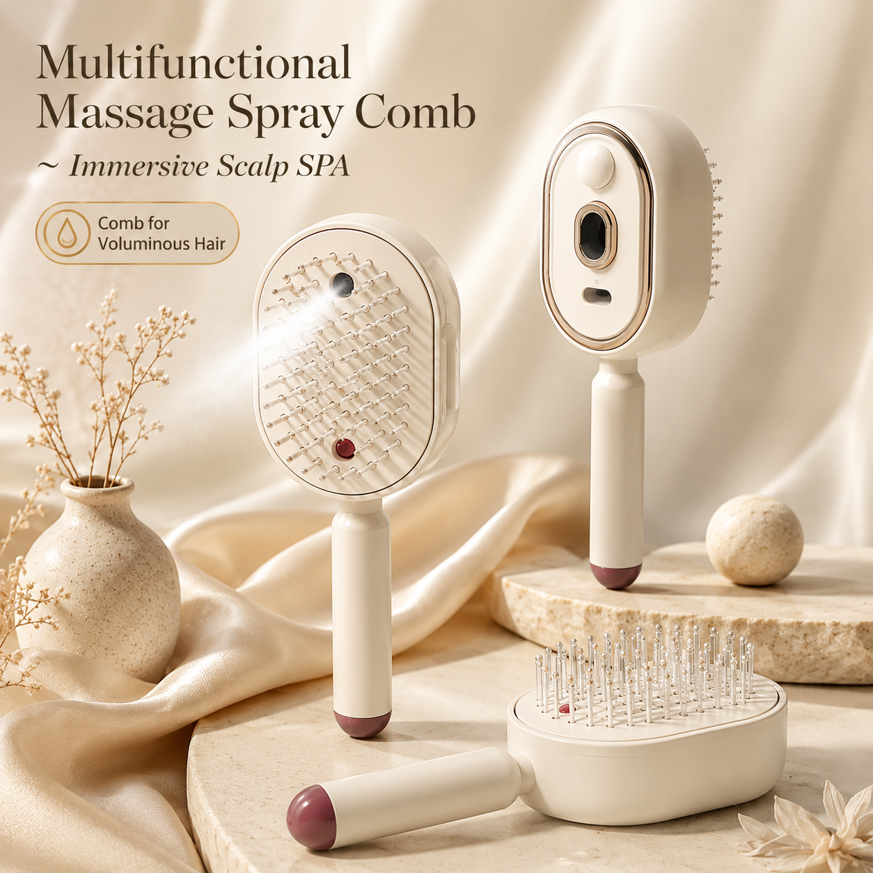 Essential Oil Mist Air Cushion Massage Comb Self Cleaning Anti Static Hair Care Brush