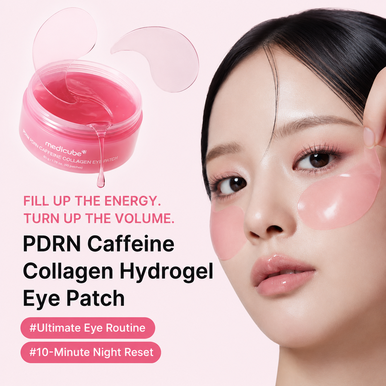 PDRN Pink Collagen Eye Patches for Puffy Eyes, Dark Circles & Fine Lines