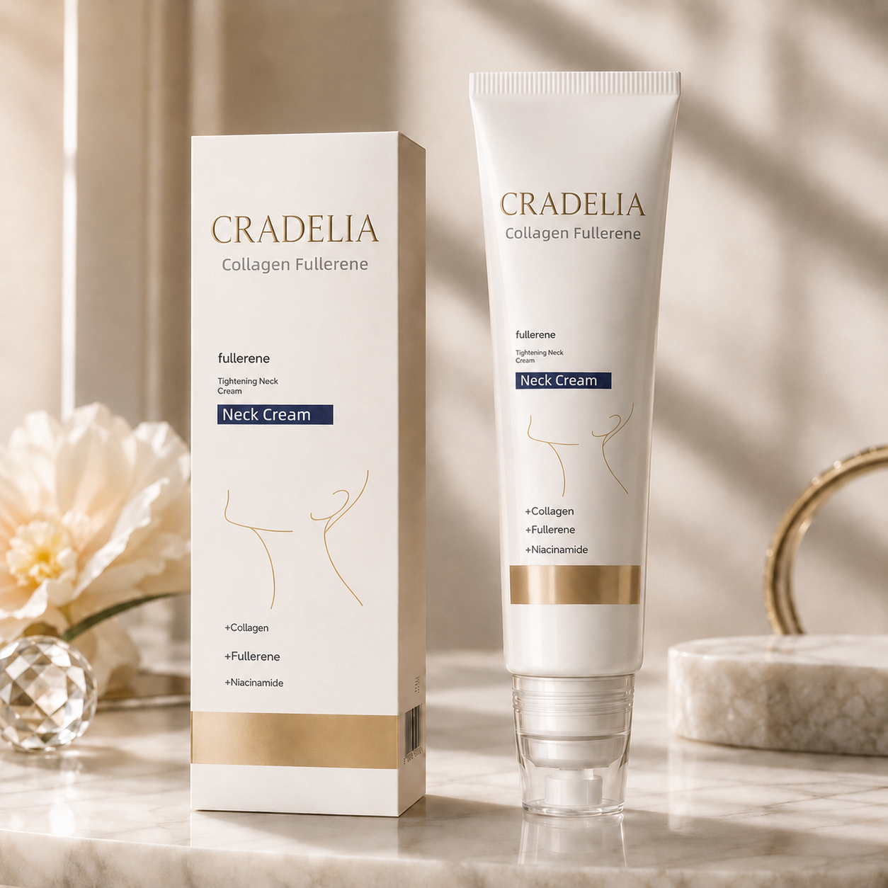 Fullerene Neck Cream – Firming & Hydrating Roller Cream for Smooth, Lifted-Looking Skin
