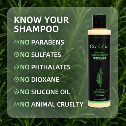 Hair Growth Shampoo for Thinning Hair – Rosemary Oil Anti Hair Loss Thickening Shampoo with Hydrolyzed Keratin, Biotin & Aloe Vera