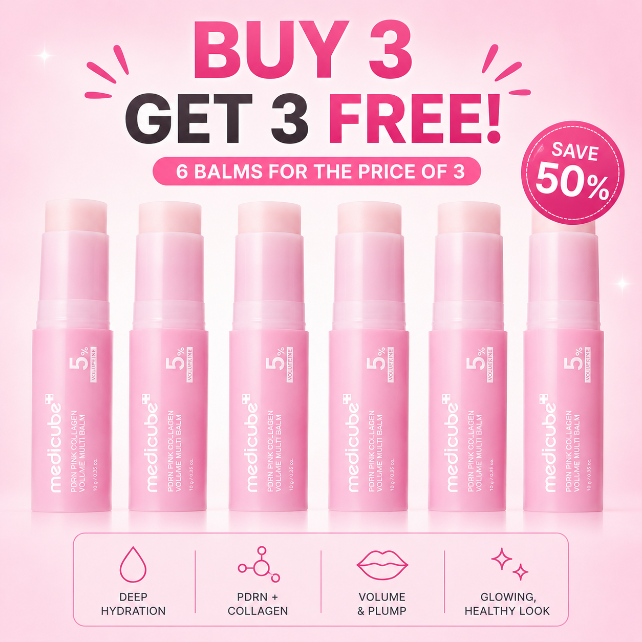 Under Eye Balm Stick for Fine Lines & Wrinkles | Korean Collagen PDRN Volume Balm