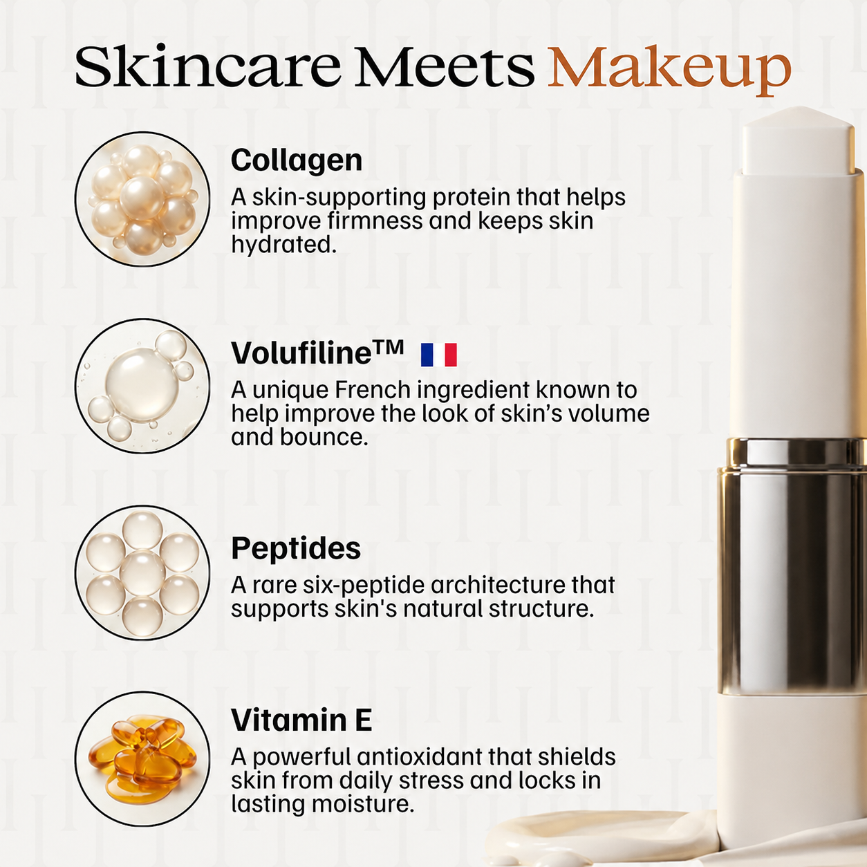 Color Changing Foundation Stick | Skin Matching Foundation with Built-In Brush