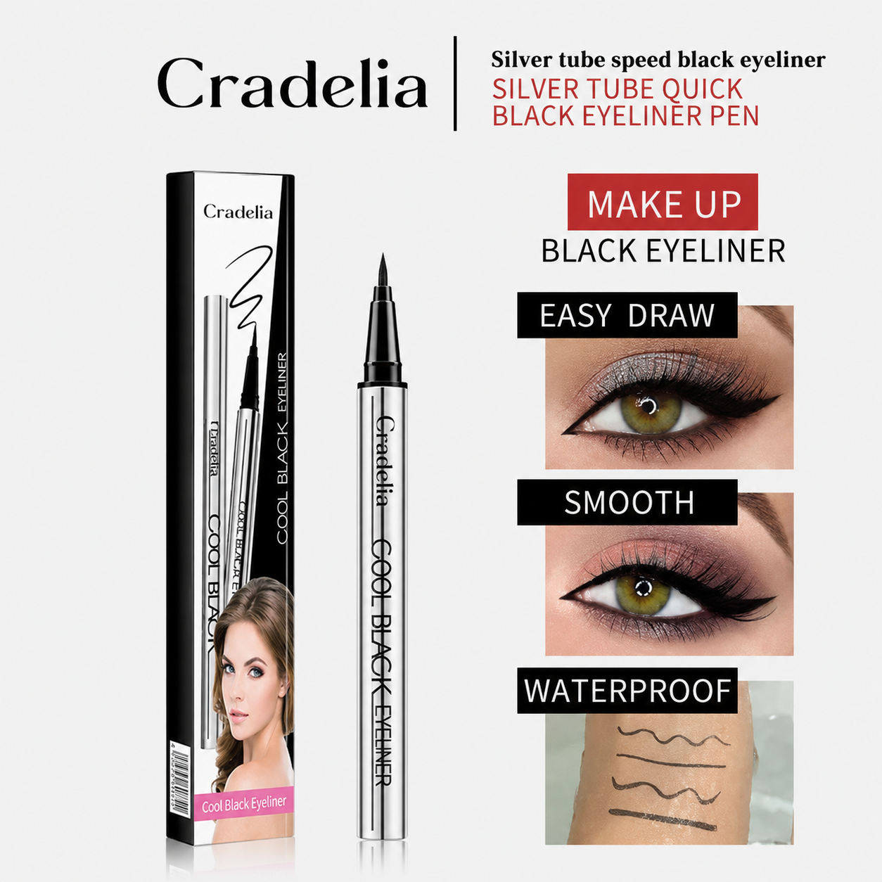 Waterproof Liquid Eyeliner | Black/Brown, 24H Long-Lasting One-Stroke Wing Liner