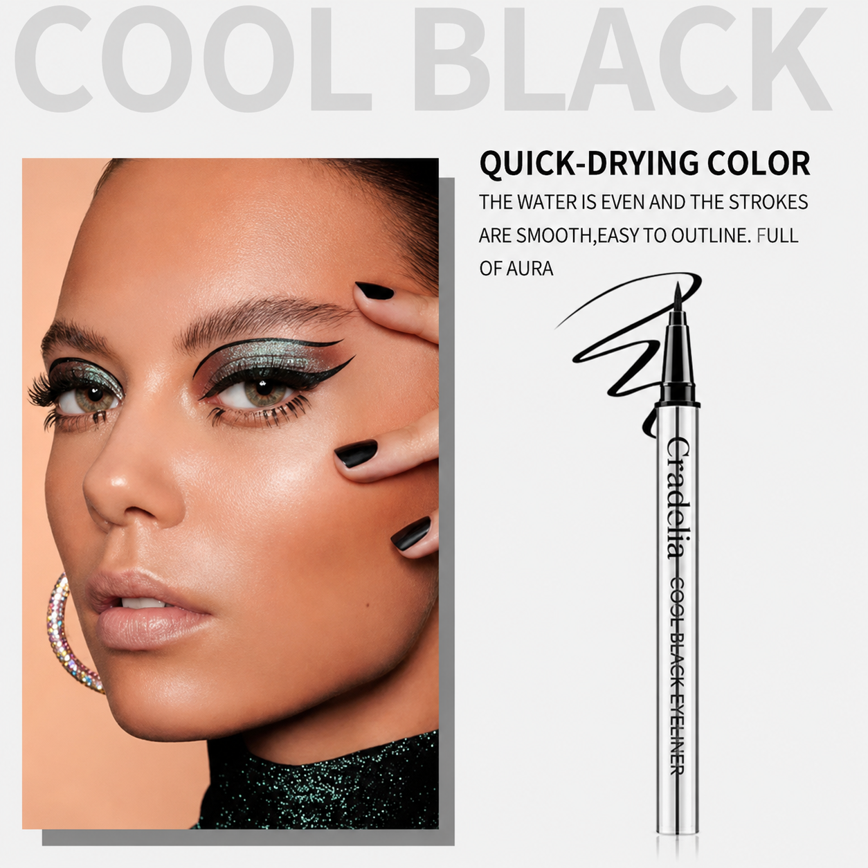 Waterproof Liquid Eyeliner | Black/Brown, 24H Long-Lasting One-Stroke Wing Liner